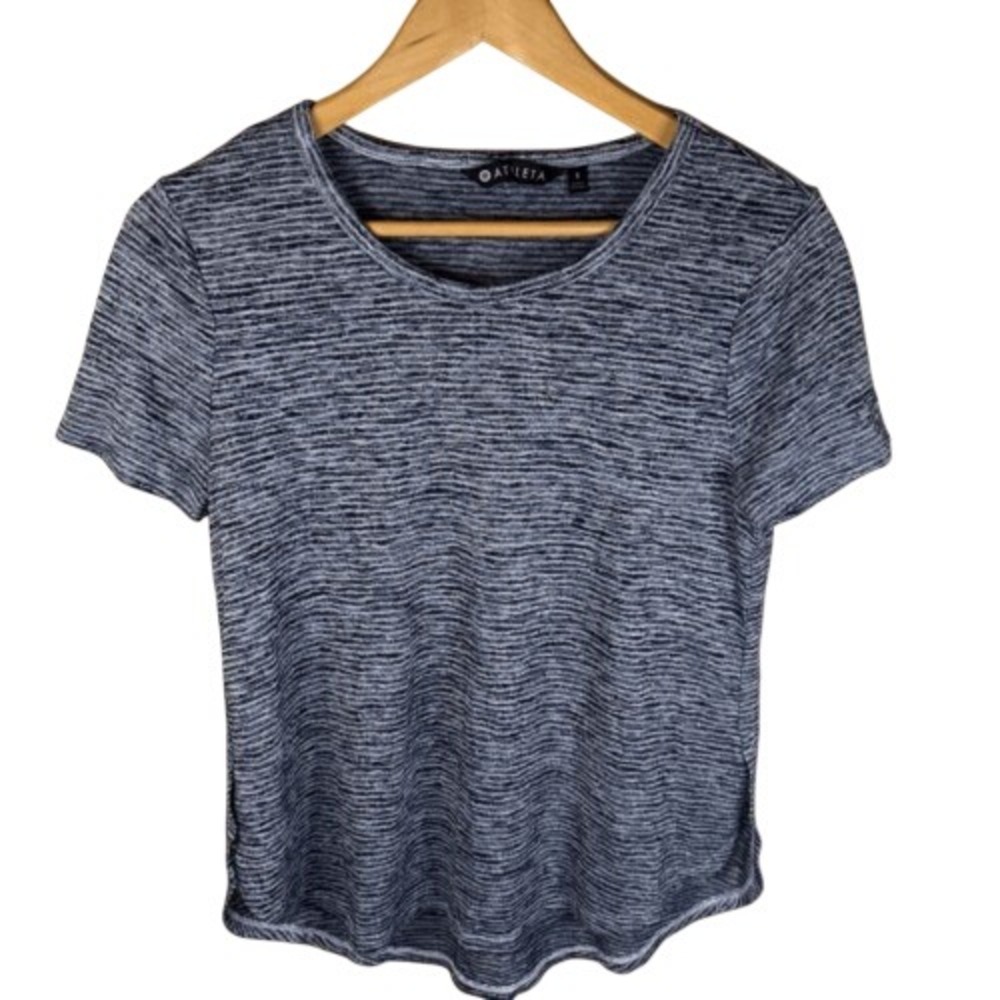 Athleta Womens Breezy Black White Space Dye Active Shirt Size Small Performance